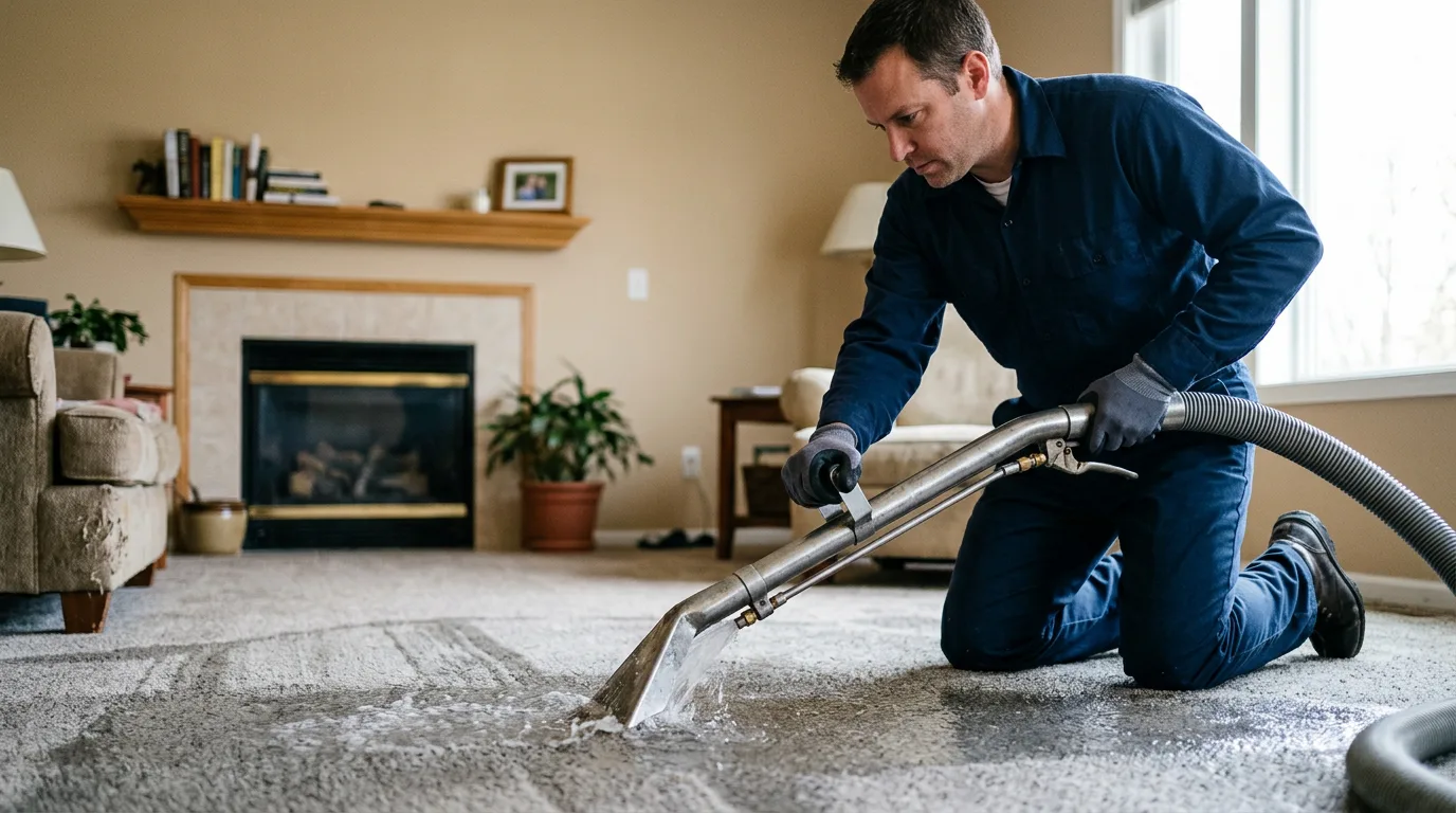 Water damage restoration technician working near La Plata, MO
